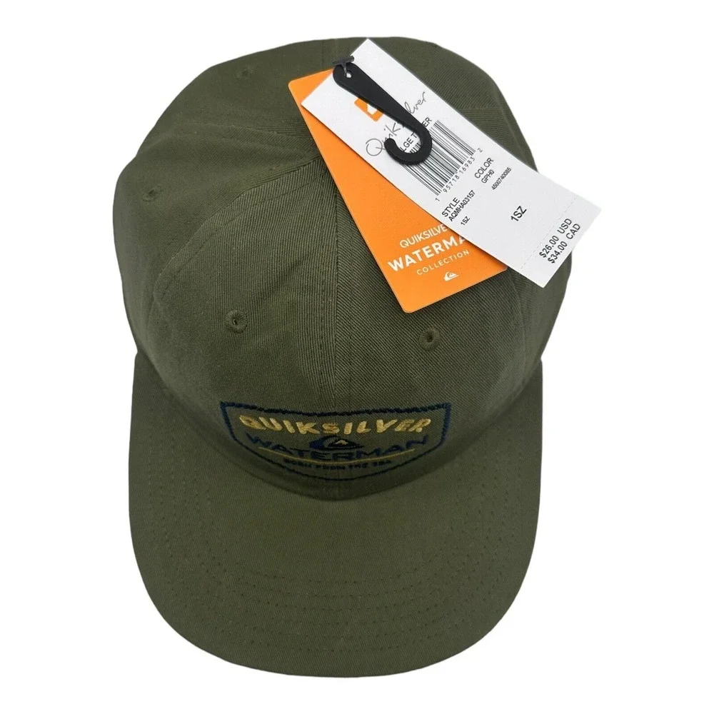 NWT Quiksilver Waterman Green Tipper‎ Born From The Sea Strapback Hat Cap